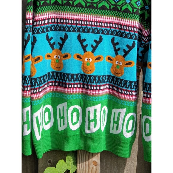 Christmas Sweater Womens XXL Reindeer Antlers Ho Ho Ho - Picture 5 of 6